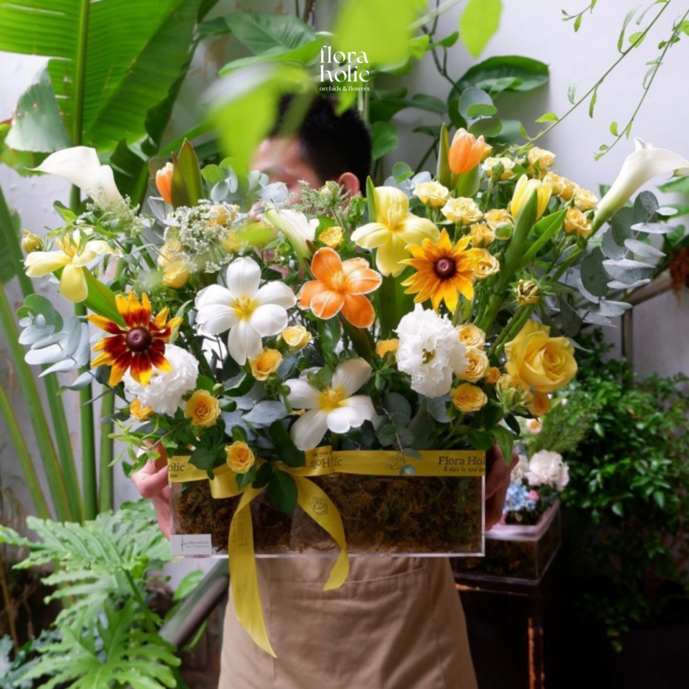 Bó hoa tulip và calla lily tông hồng trắng, ảnh mẫu FloraHolic